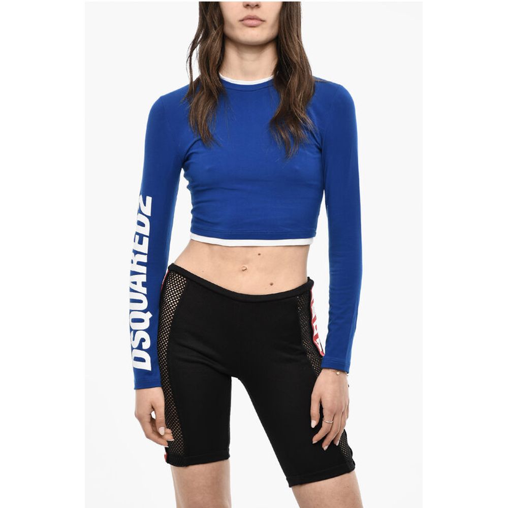 

Укороченный пижамный топ с длинными рукавами и принтом логотипа Dsquared2, Blue