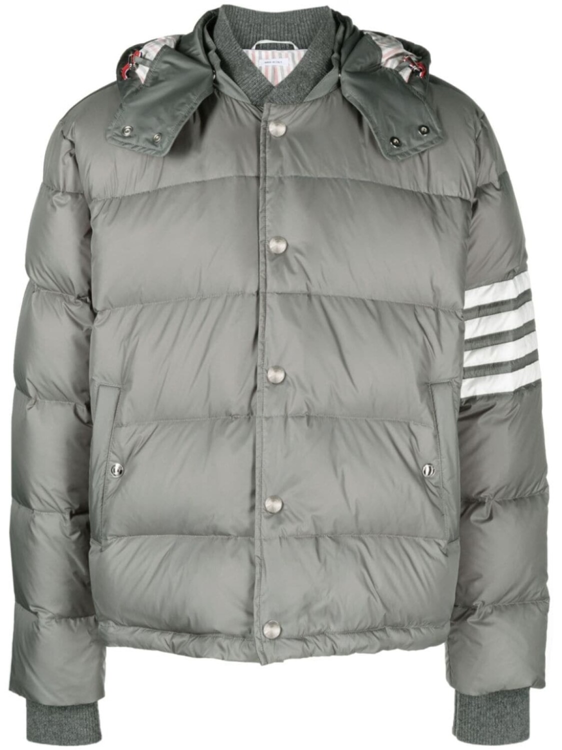 

Пуховик с полосками 4-Bar Thom Browne, серый