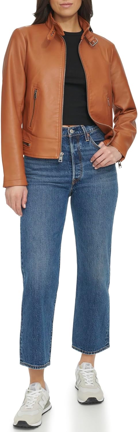 

Levi's Женская куртка мотокросс в стиле рейсер из искусственной кожи, Mocha Latch Collar