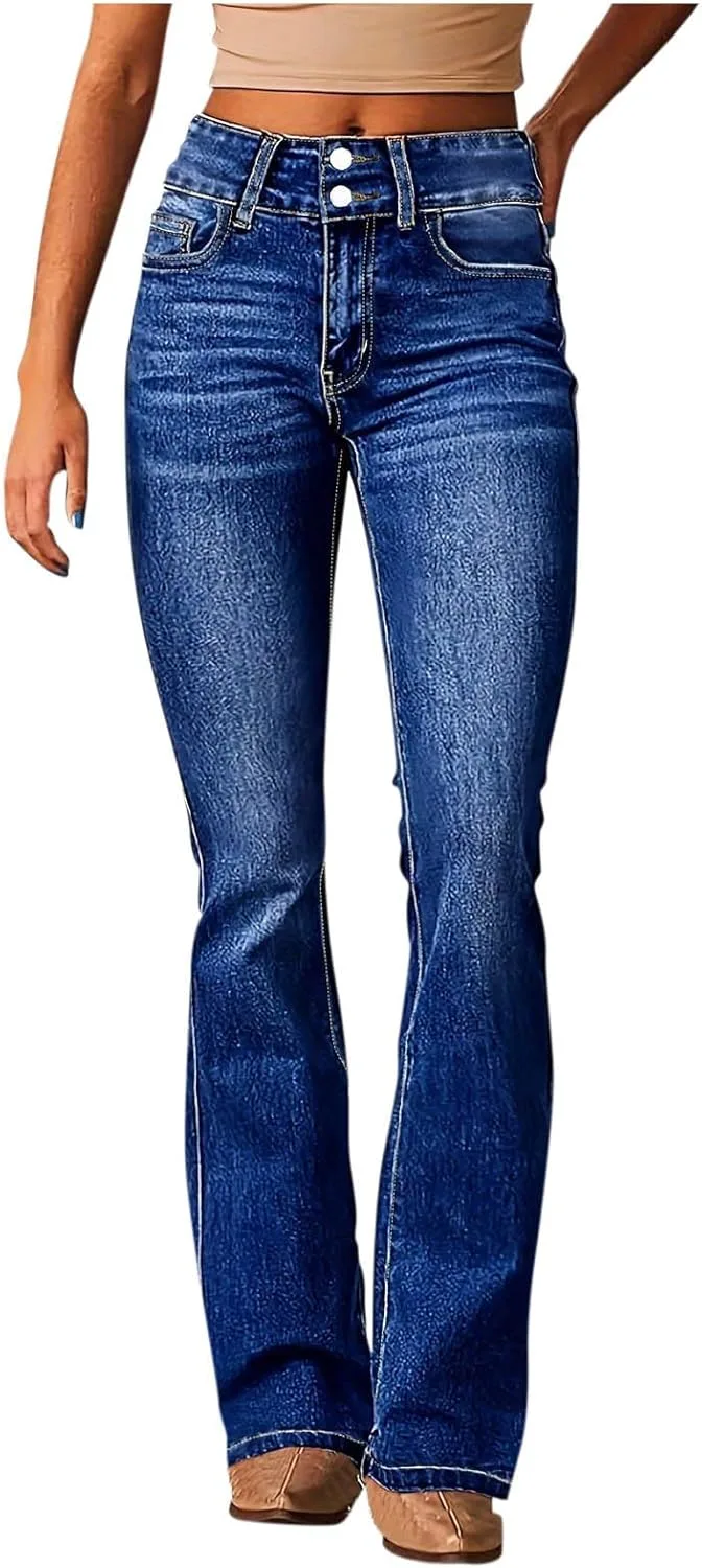 

Джинсы Bell Bottom для женщин Vintage Stretchy Bootcut FZYLQY