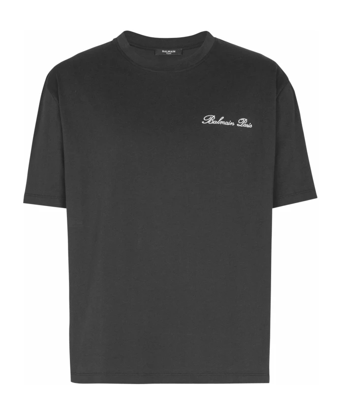 

Футболка с фирменной вышивкой Balmain, черный