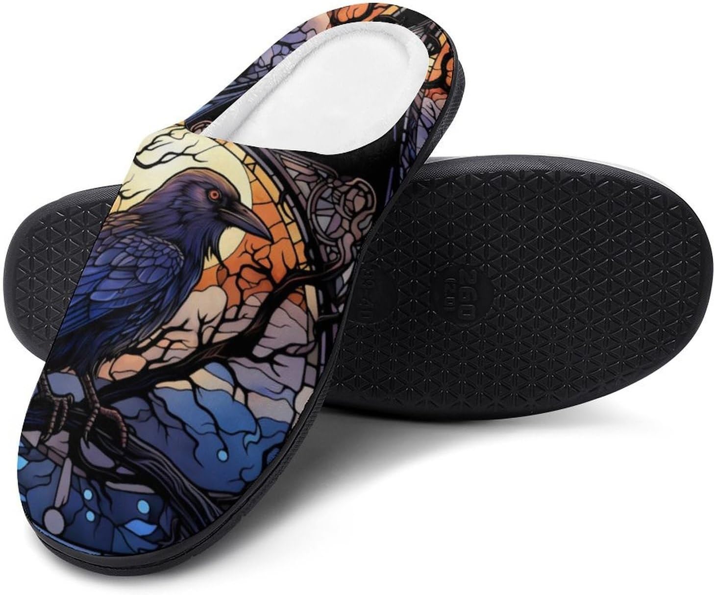 

YXHZYHY Сланцы с узором на тему скандинавской мифологии Одина и ворона, мужские хлопковые тапочки с закрытым носком, мягкая домашняя обувь для отеля и гостей, Crow a