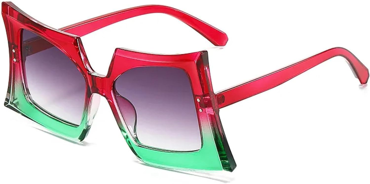 

Винтажные солнцезащитные очки неправильной формы для женщин, градиентные линзы, ретро-стиль, защита от УФ-излучения UV400, для активного отдыха на природе TVTBBVV, Redgreen-gray