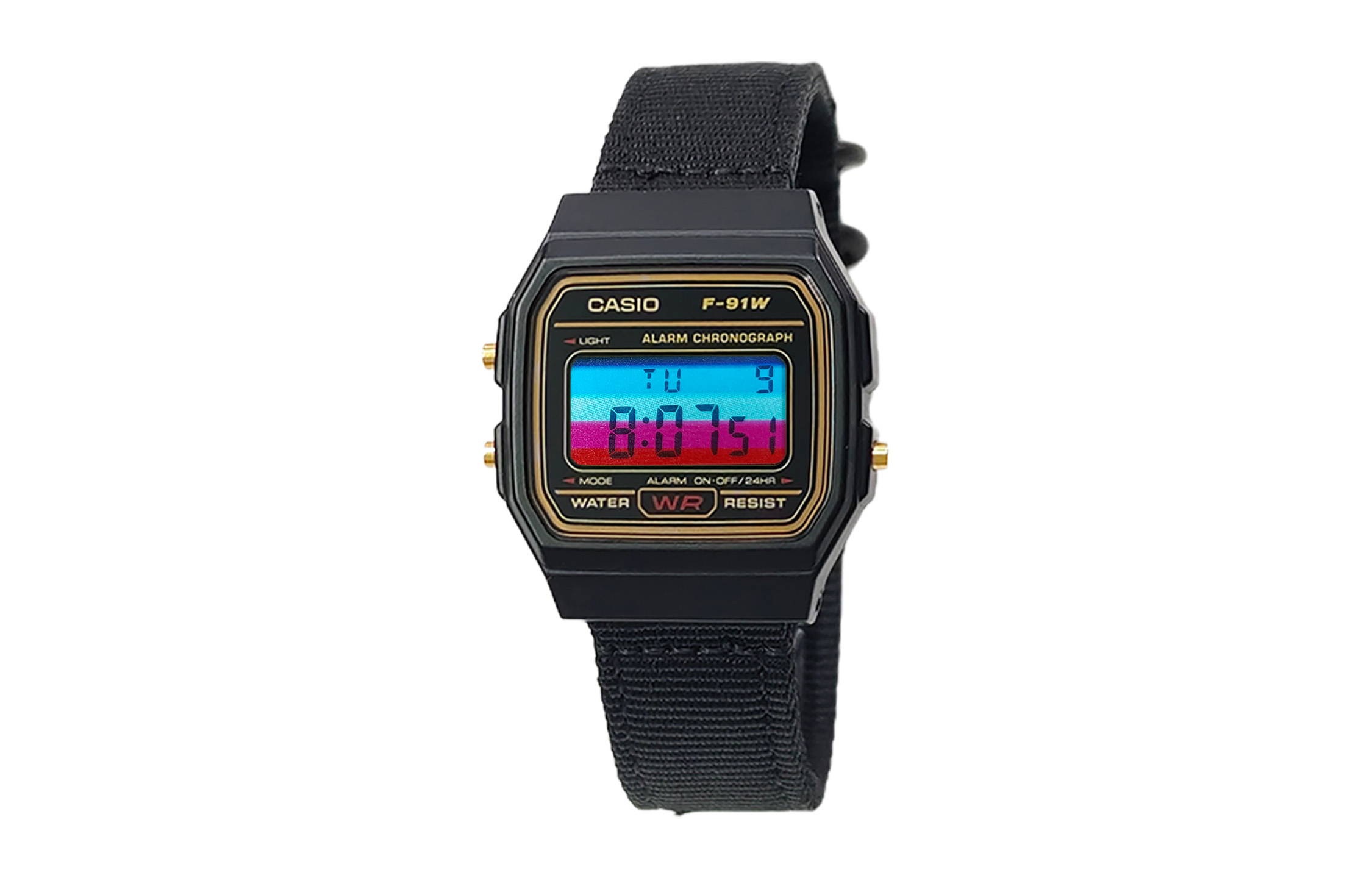 

CASIO Мужские часы Retrofit Series с кварцевым механизмом и нейлоновым ремешком, черный циферблат