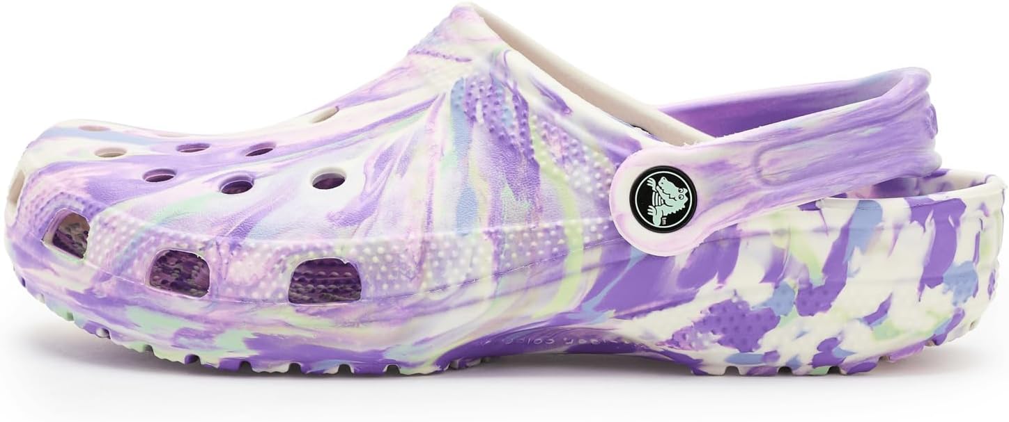 Детские сабо Crocs унисекс, классические, с мраморным рисунком, акварельным рисунком, размер K, фиолетовый — фото 4