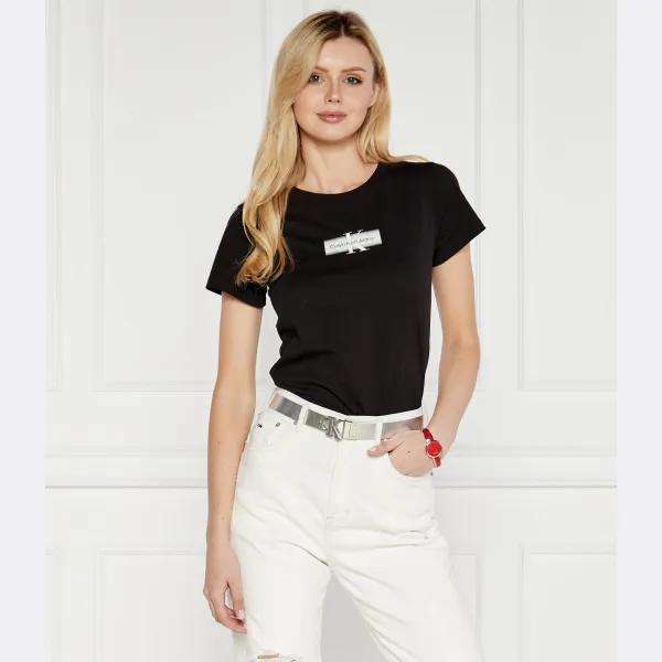 Футболка узкого кроя с эффектом потертости Calvin Klein, черный — фото 2