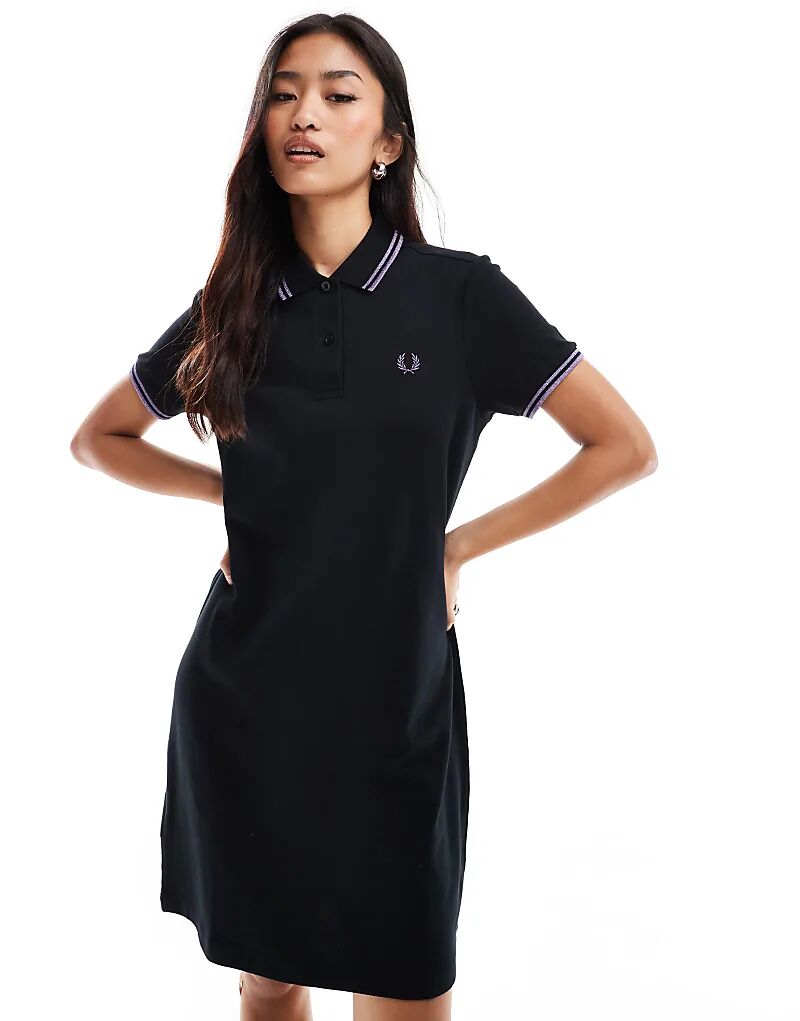 

Платье-поло с двойным кончиком черного цвета с фиолетовыми блестками Fred Perry