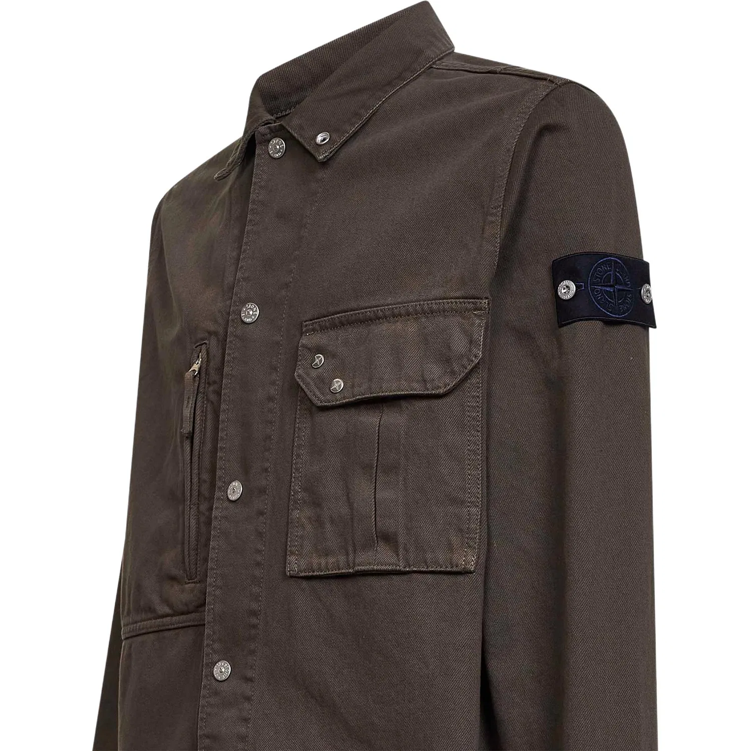 Джинсовая рубашка Compass Patch STONE ISLAND Coffee — фото 4