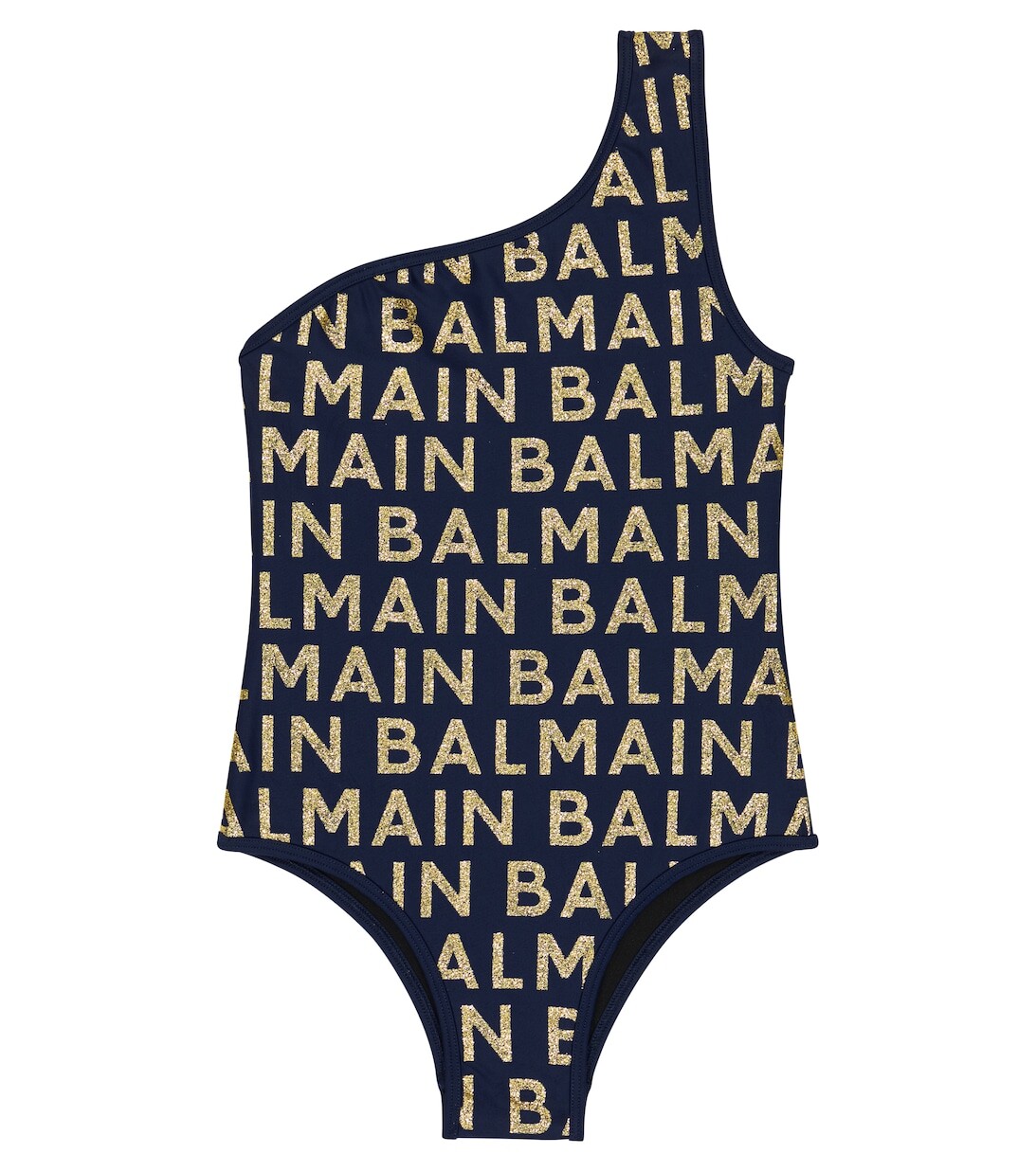 

Купальник на одно плечо с логотипом Balmain, черный