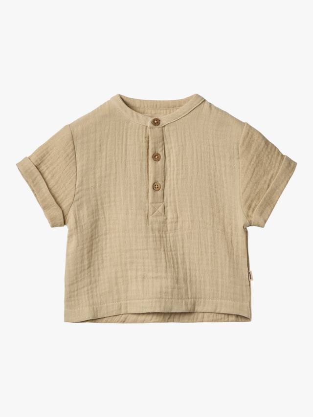 

Детская хлопковая рубашка с короткими рукавами на пуговицах WHEAT, 9441 Soft Sand