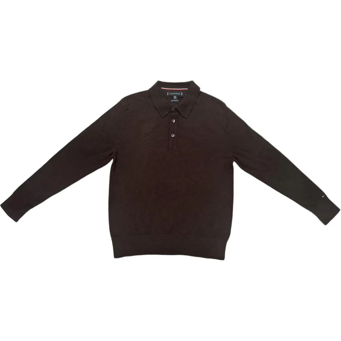 Свитер мужской коричневый с воротником поло Tommy Hilfiger, Brown