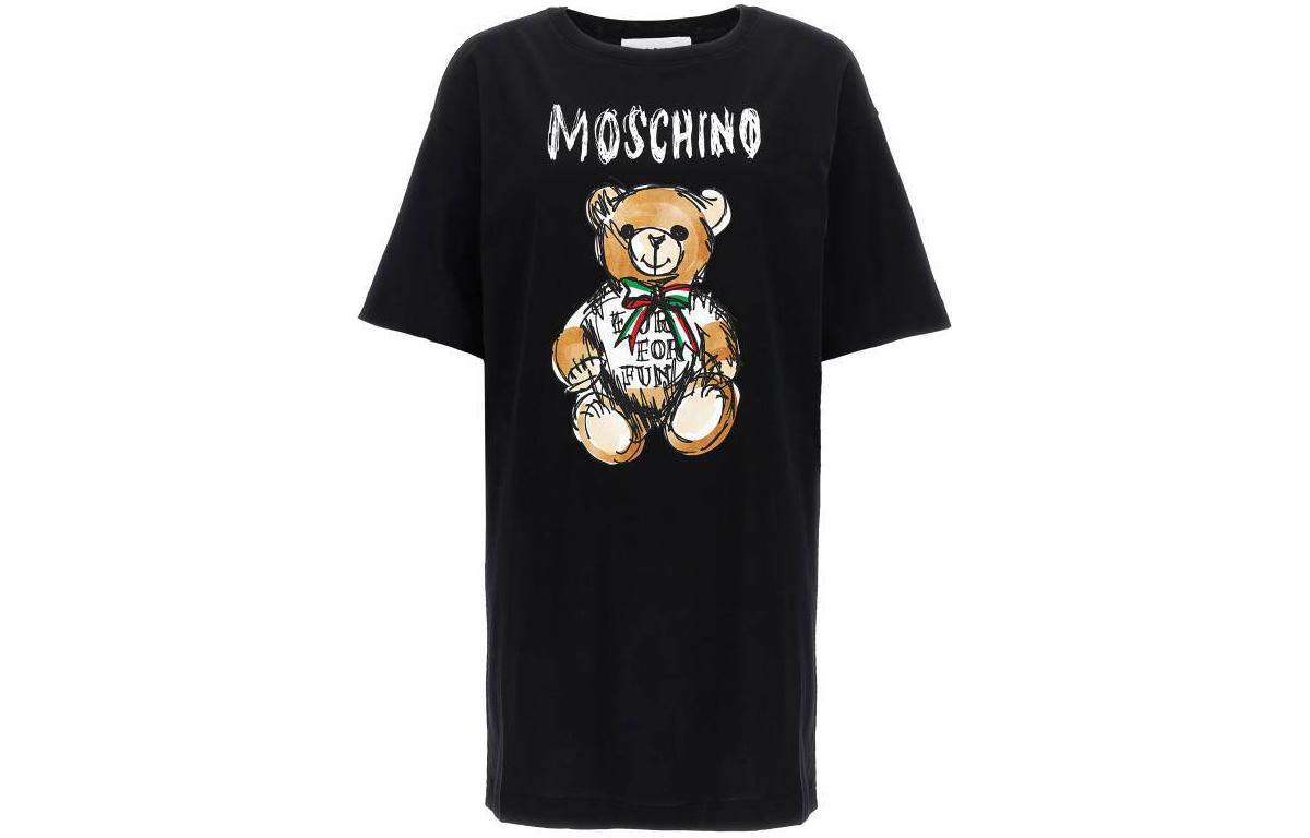 

Футболка-платье миди с принтом плюшевого мишки MOSCHINO, черная