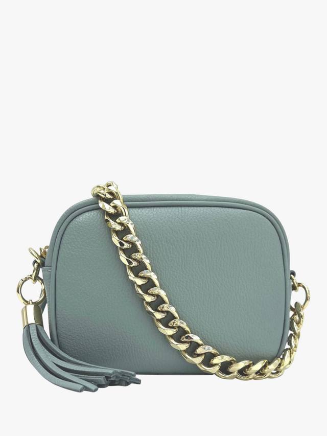 

Сумка для камеры из кожи с цепочкой вместо ремня Apatchy London, Pale Blue