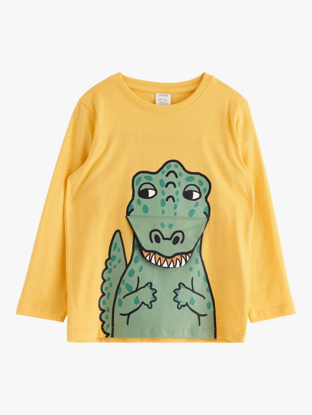 

Детская футболка с длинным рукавом и 3D-принтом динозавра Lindex, Light Dusty Yellow