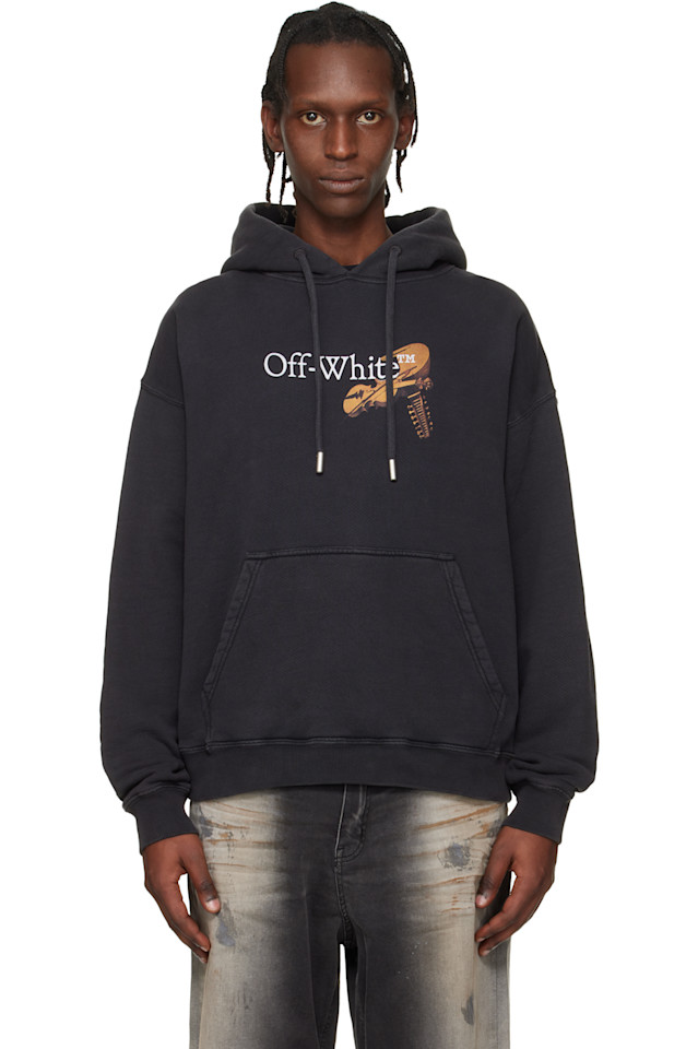 

Off-White Черная толстовка с капюшоном в виде стрелы Купидона