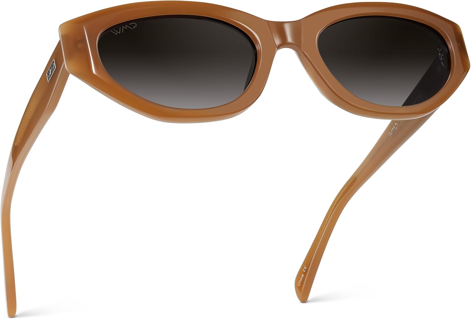 

WearMe Pro - Женские поляризованные солнцезащитные очки, узкая модная оправа «кошачий глаз» из ацетата, овальные линзы, ручная полировка, Toffee Brown / Oak Brown Gradient Lens