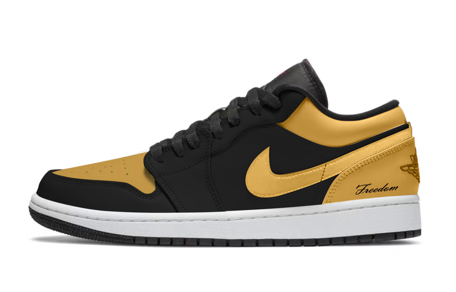 

Air 1 Black Lakers нескользящие износостойкие низкие детские баскетбольные кроссовки Jordan, черный/желтый