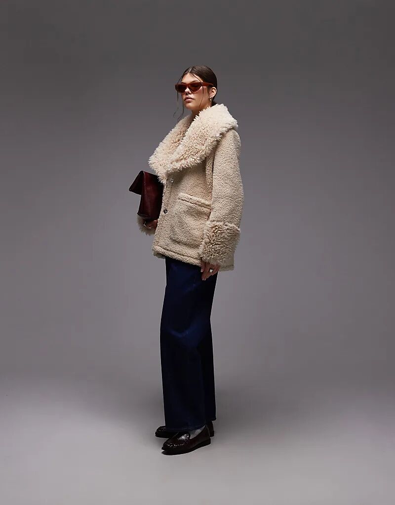 

Пальто из искусственной овчины Emory Park серо-коричневого цвета