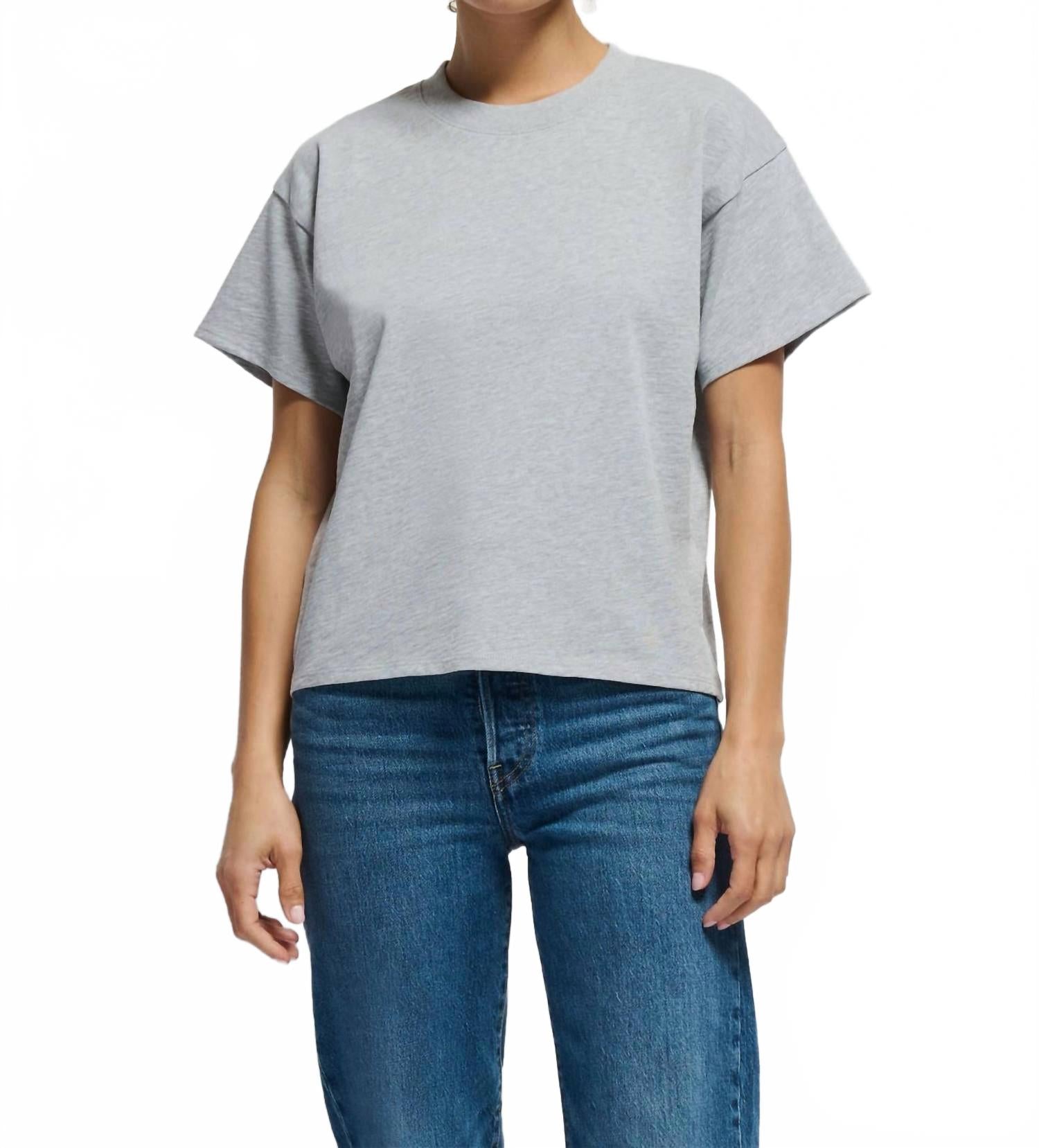 

Укороченная футболка Jessa Boxy цвета «серый меланж» Nation Ltd, Heather Grey