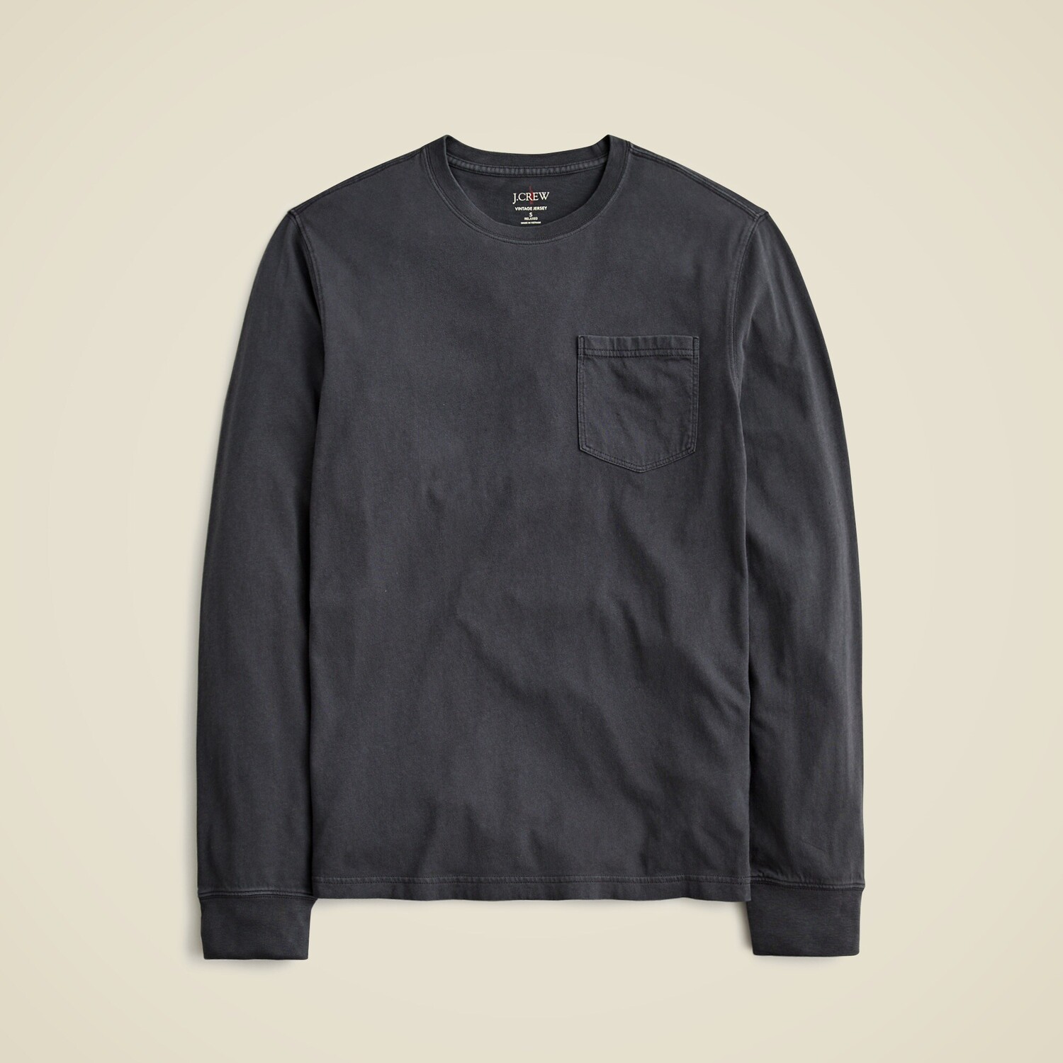 

Футболка из хлопка с длинными рукавами и карманом в винтажном стиле J.Crew, черный