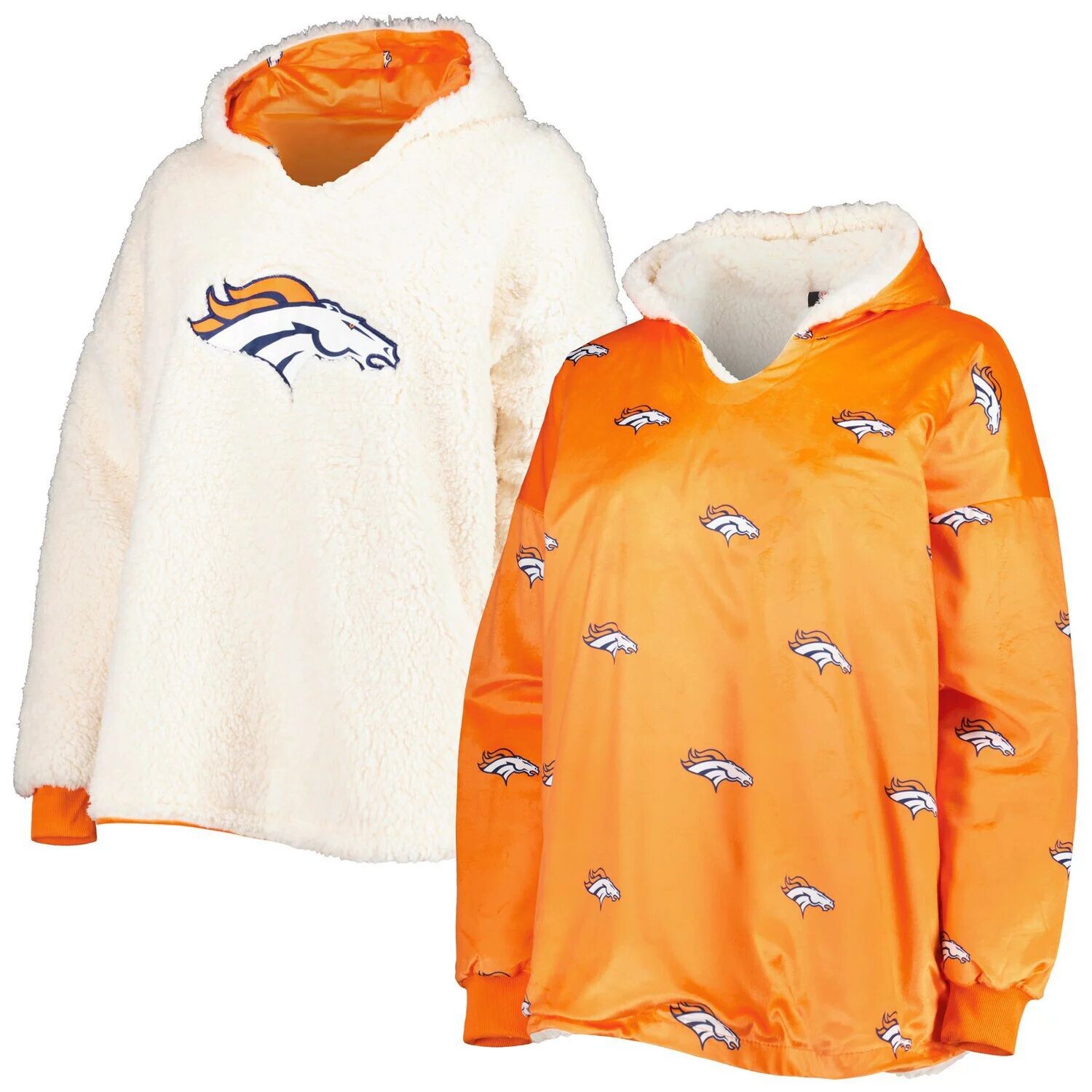 

Женский двусторонний худи с принтом FOCO оранжевый/белый Denver Broncos