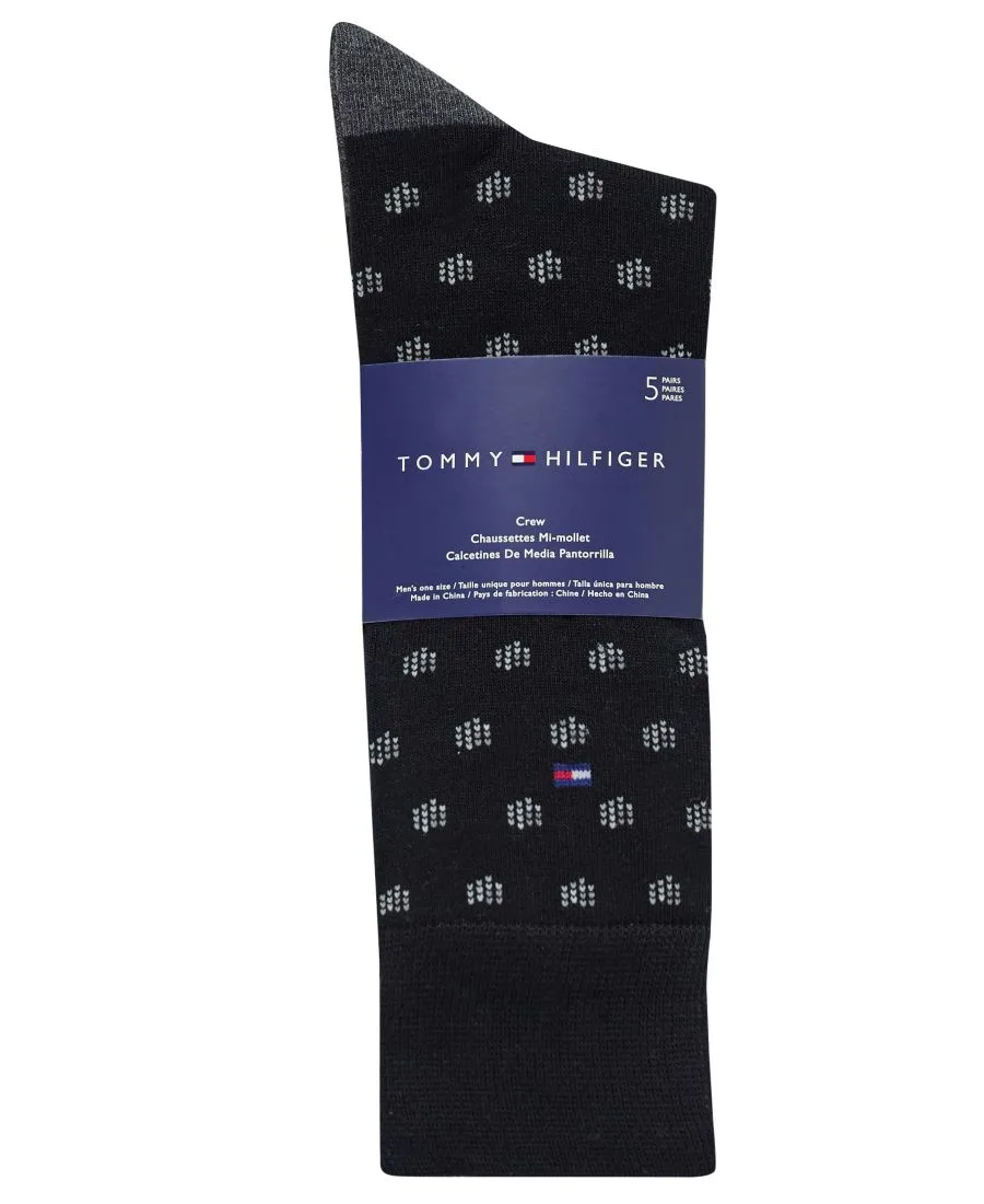 Мужские классические носки средней высоты, 5 пар Tommy Hilfiger, черный/серый/бежевый/кремовый — фото 2