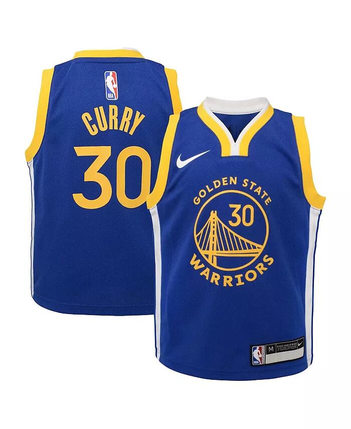 

Джерси Стивена Карри Royal Golden State Warriors Dri-FIT Swingman для мальчиков и девочек дошкольного возраста — Icon Edition Nike, синий