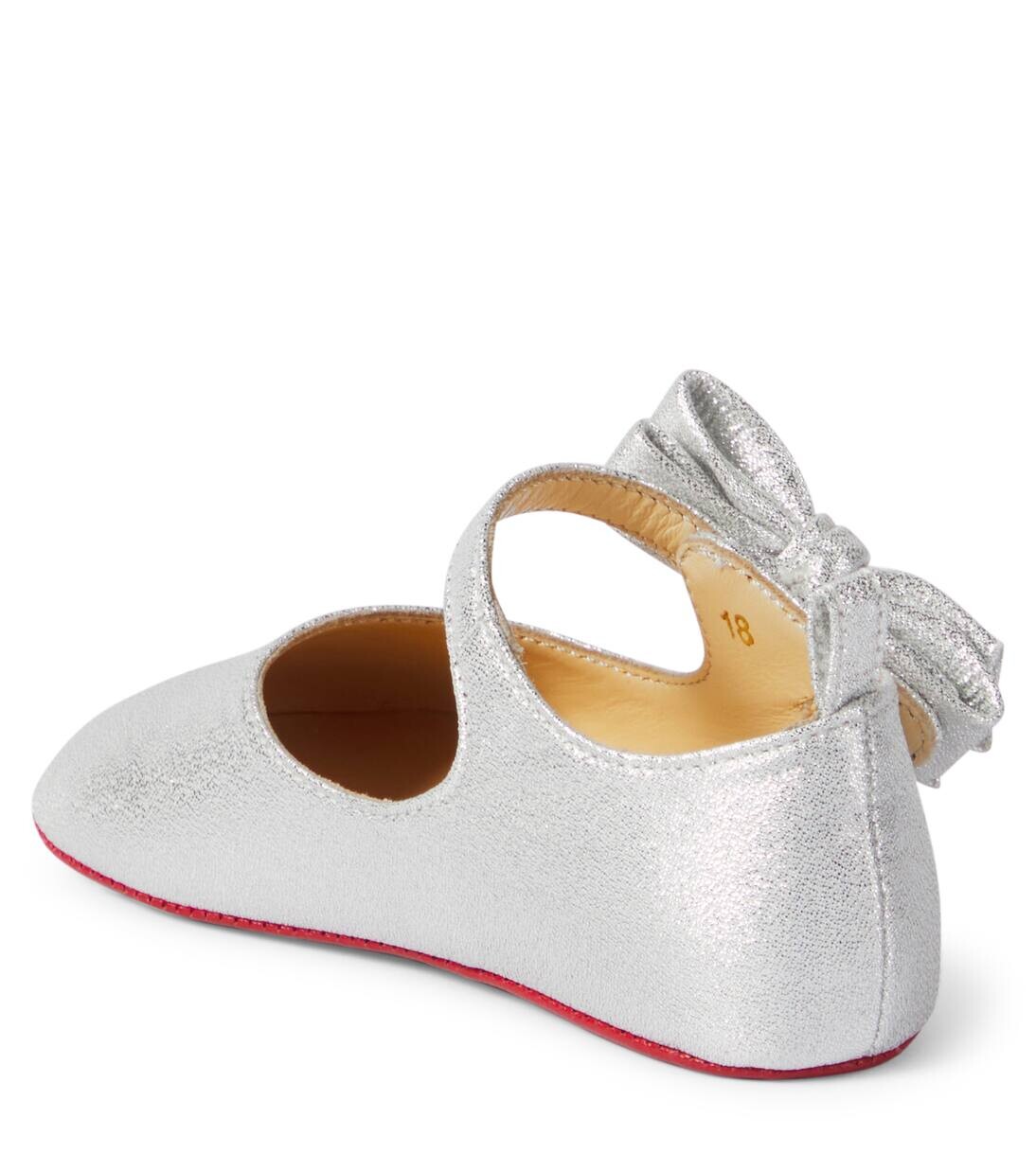 Кожаные балетки Lou Babe Christian Louboutin Kids, серебряный — фото 2