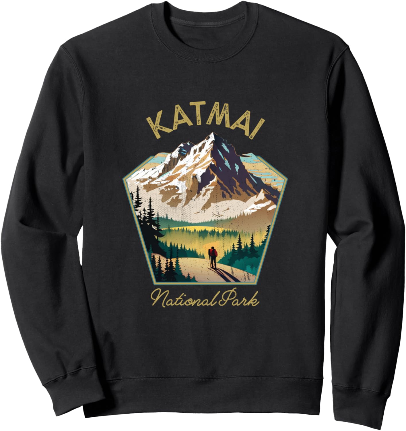 

Ретро-одежда с символикой национального парка Катмай - сувенирная толстовка Katmai National Park Alaska Hiking Clothes Co., черный