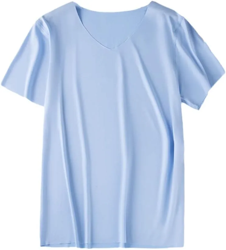 

Мужская футболка Keusyoi с коротким рукавом Ice Silk, летняя однотонная, Slim V-Neck