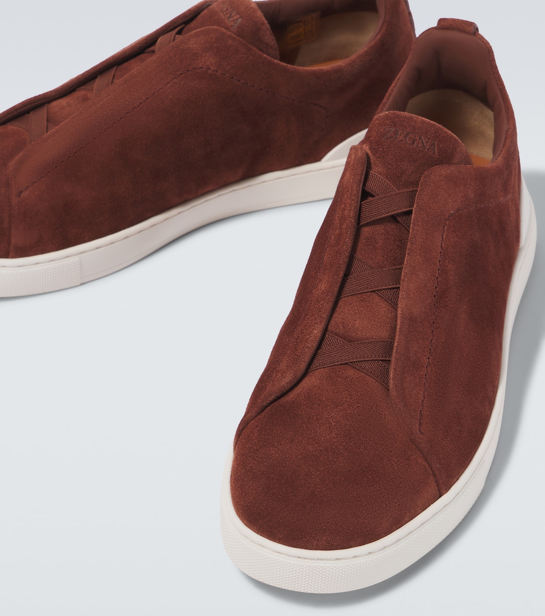Кроссовки из замши Triple Stitch Low Zegna, Tobacco — фото 3