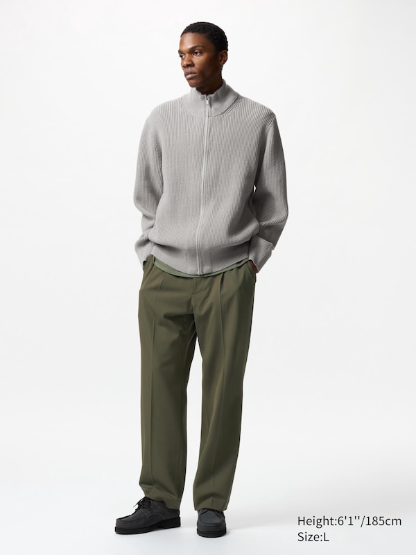 

Широкие брюки со складками Uniqlo, зеленый