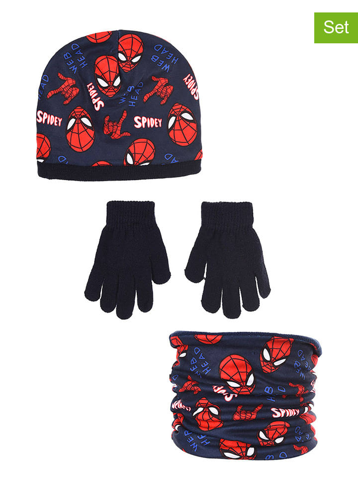 

Spiderman Комплект из 3 предметов: шапка, перчатки и шарф-петля "Человек-паук" темно-синего/красного цвета