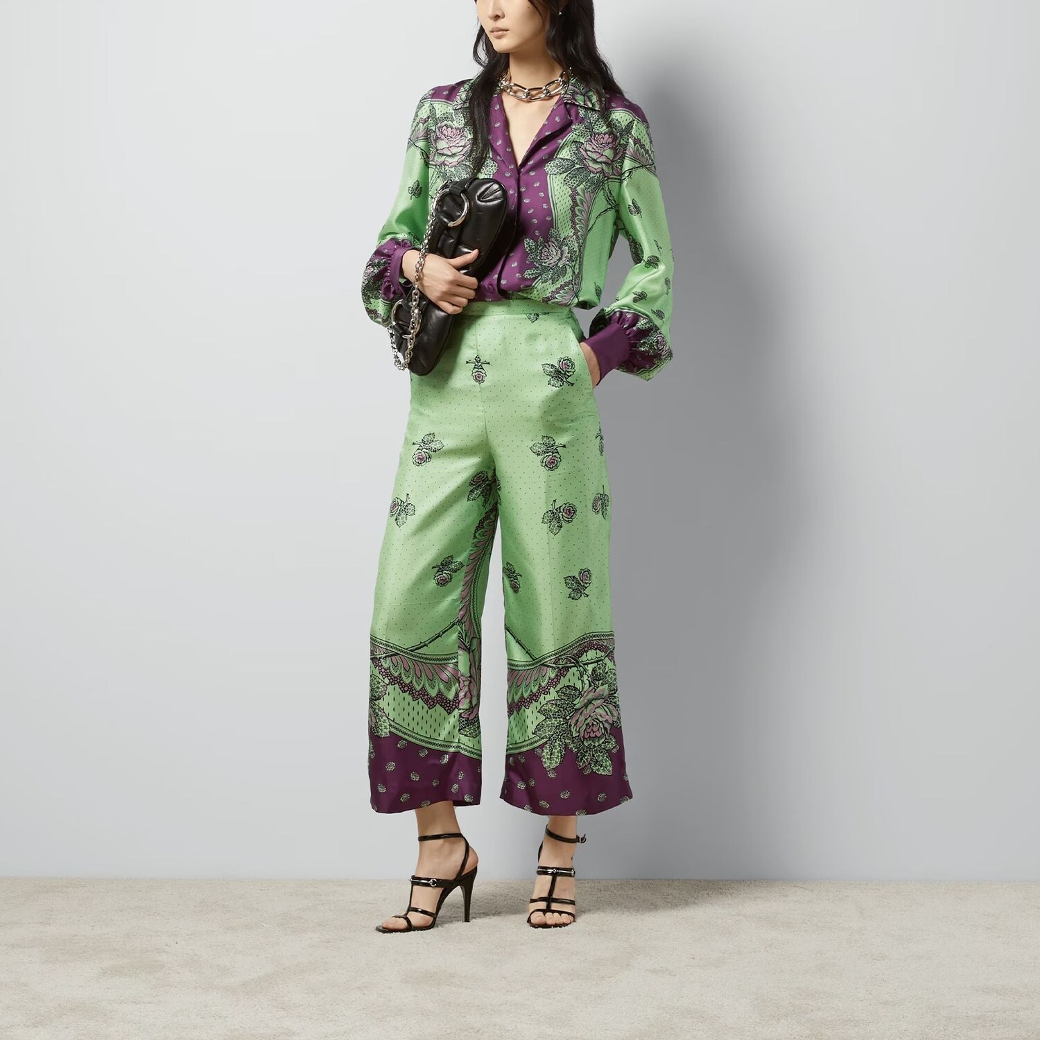 Брюки женские Gucci Повседневные, Элегантный крой, Зеленые — фото 2