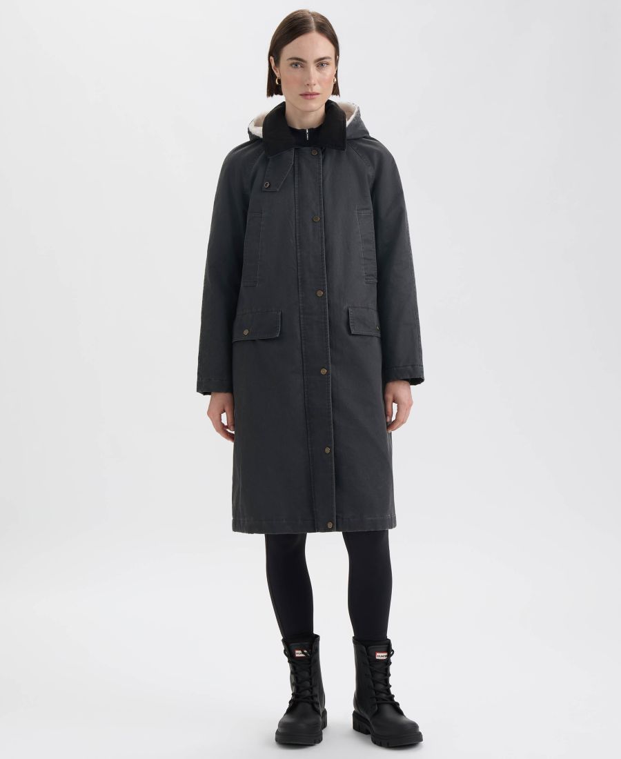 

Женское пальто с капюшоном на подкладке из искусственного меха Hunter, Black