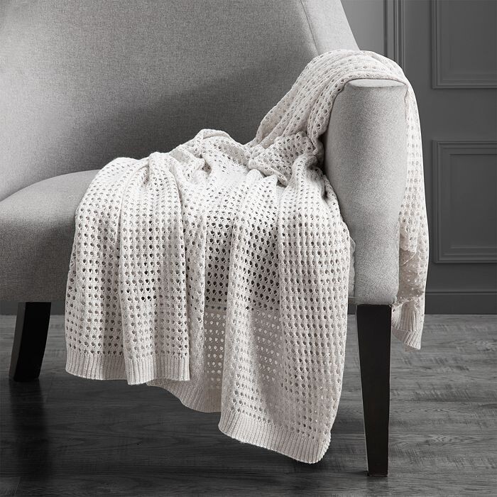 

Donna Karan плед открытой вязки Home Whisper, слоновая кость/кремовый