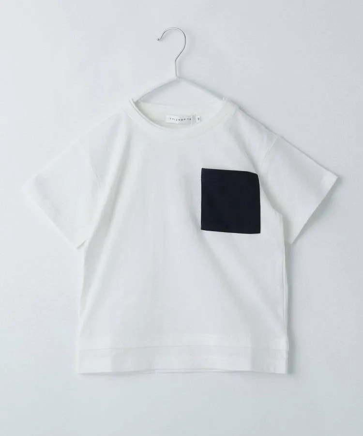 Футболка с многослойным карманом / Можно стирать в машине THE SHOP TK, Off-white(503)
