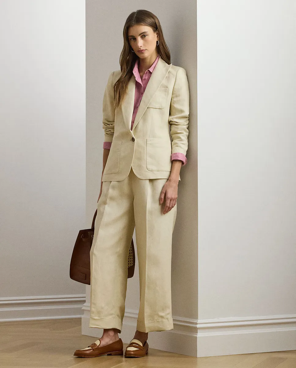 

Женский пиджак с однобортными лацканами Lauren Ralph Lauren, цвет Crudo