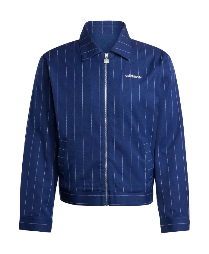 

Куртка-Харрингтон в полоску, ночной индиго, белый Adidas, синий