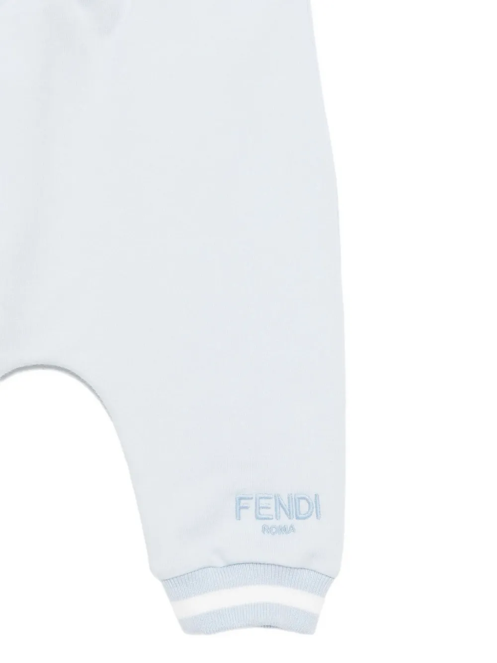 Хлопковые брюки с вышитыми манжетами FENDI KIDS, синий — фото 2
