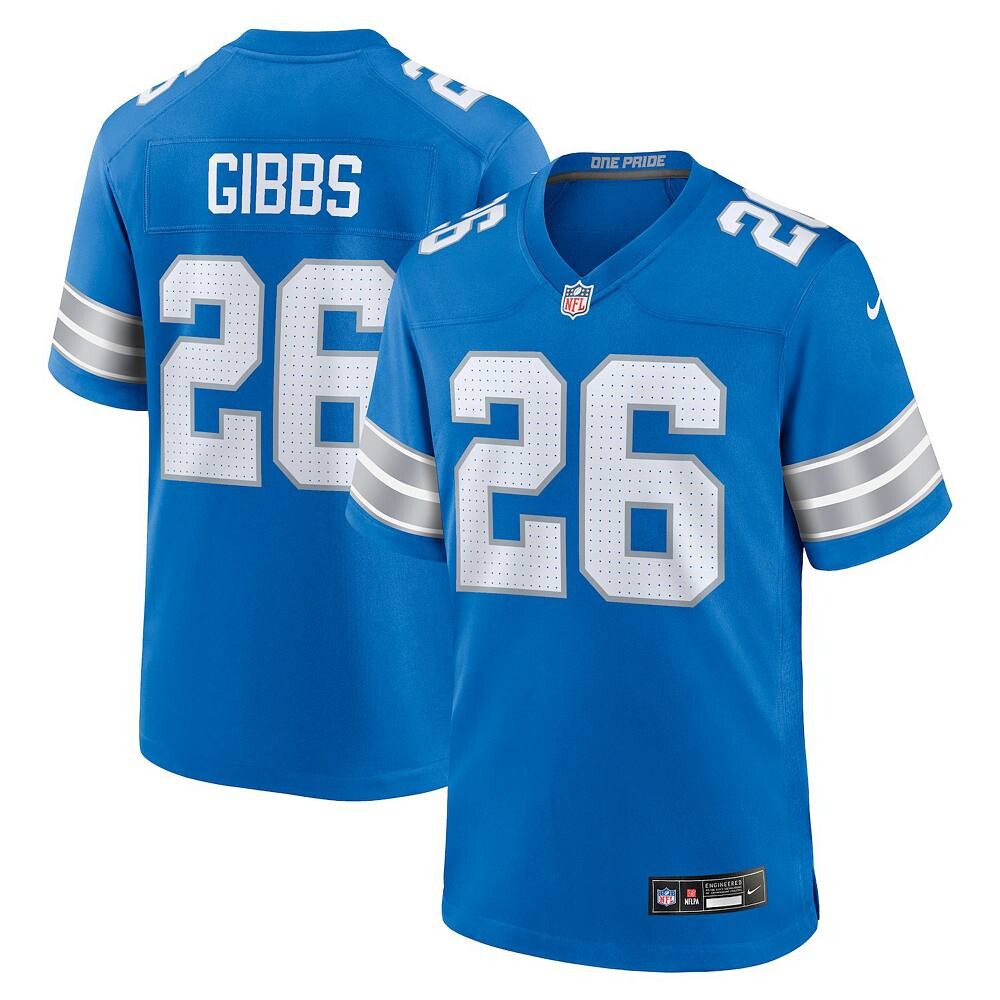 

Мужское джерси Nike Jahmyr Gibbs Blue Detroit Lions Game, цвет Lns Blue