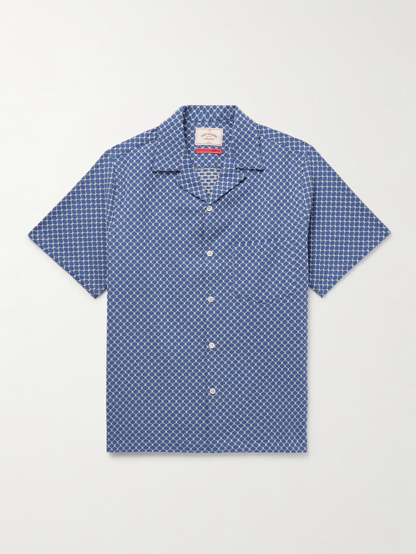 

Рубашка из хлопчатобумажной жаккардовой ткани с воротником-трансформером PORTUGUESE FLANNEL, синий