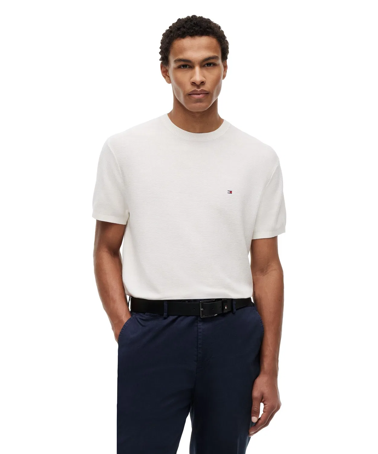 Кругловязаный джемпер Tommy Hilfiger Cool Touch из хлопка, белый