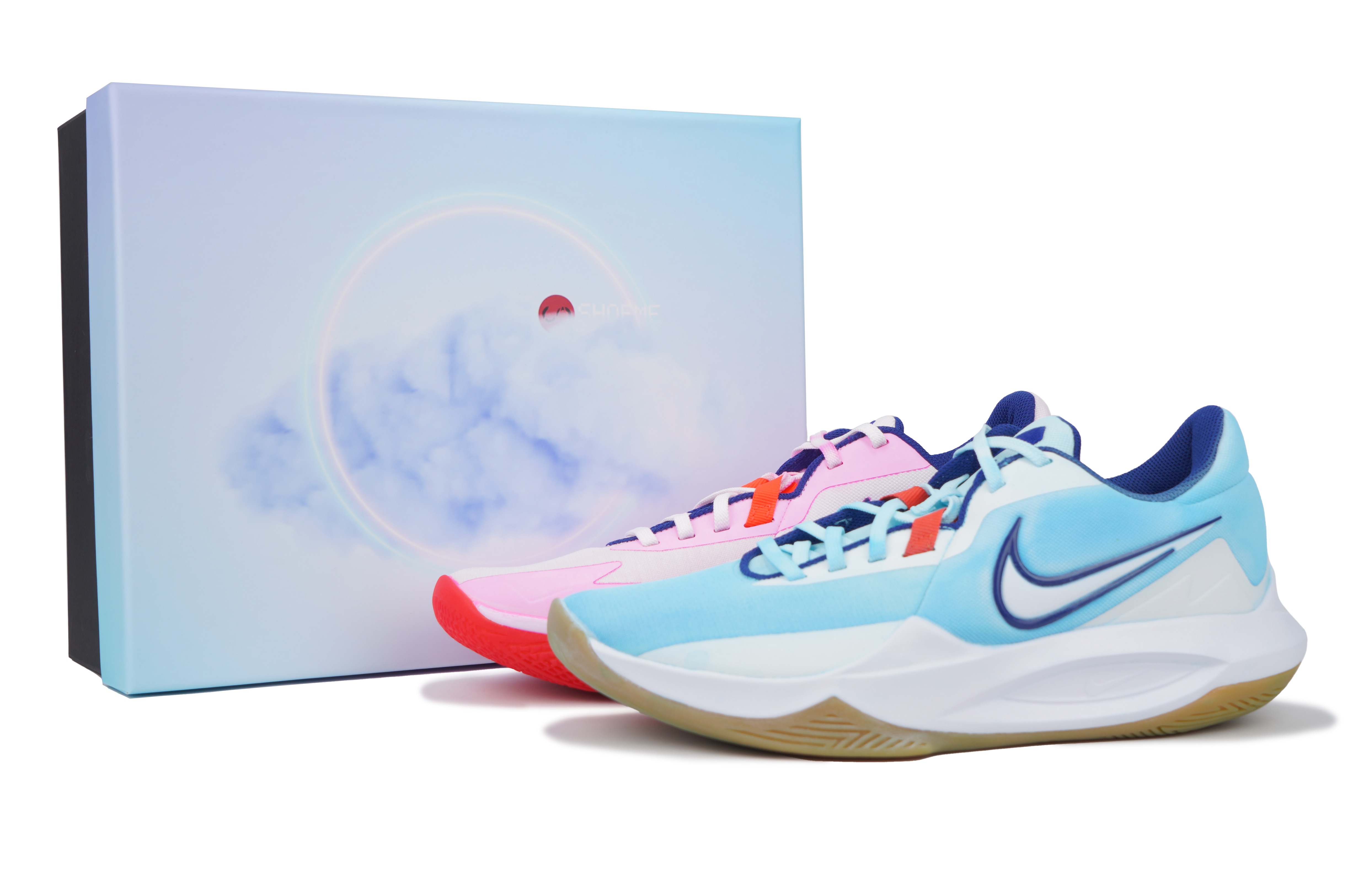 

Nike Баскетбольные кроссовки Precision 6 с низким верхом, противоскользящие, мужские, сине-розовые