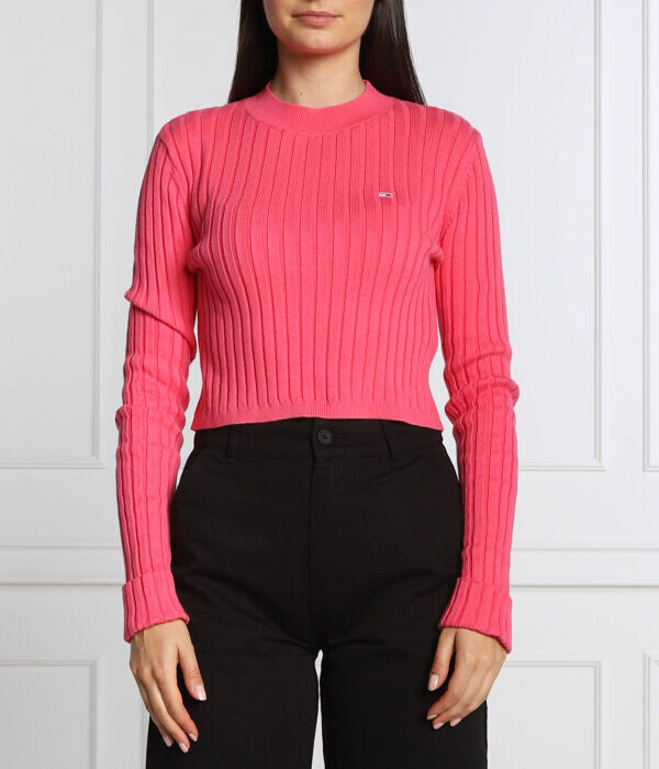 

Свитер женский Tommy Jeans короткий вязаный, розовый
