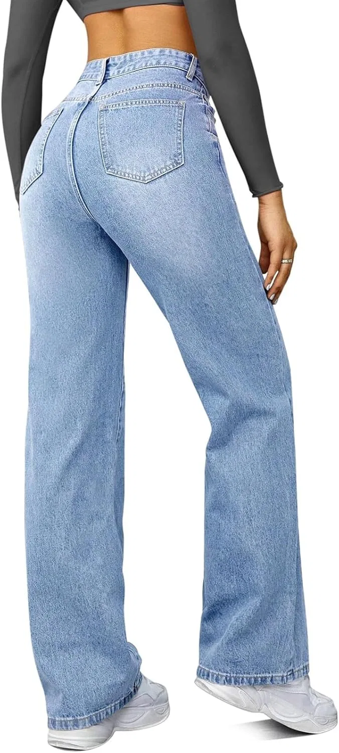 Джинсы с завышенной талией, Wide Leg Jeans, голубой — фото 3