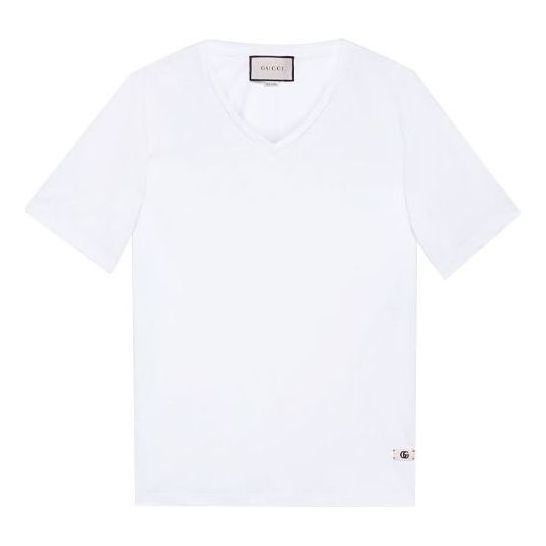 

Футболка linen v-neck t-shirt with double g 'white' Gucci, белый