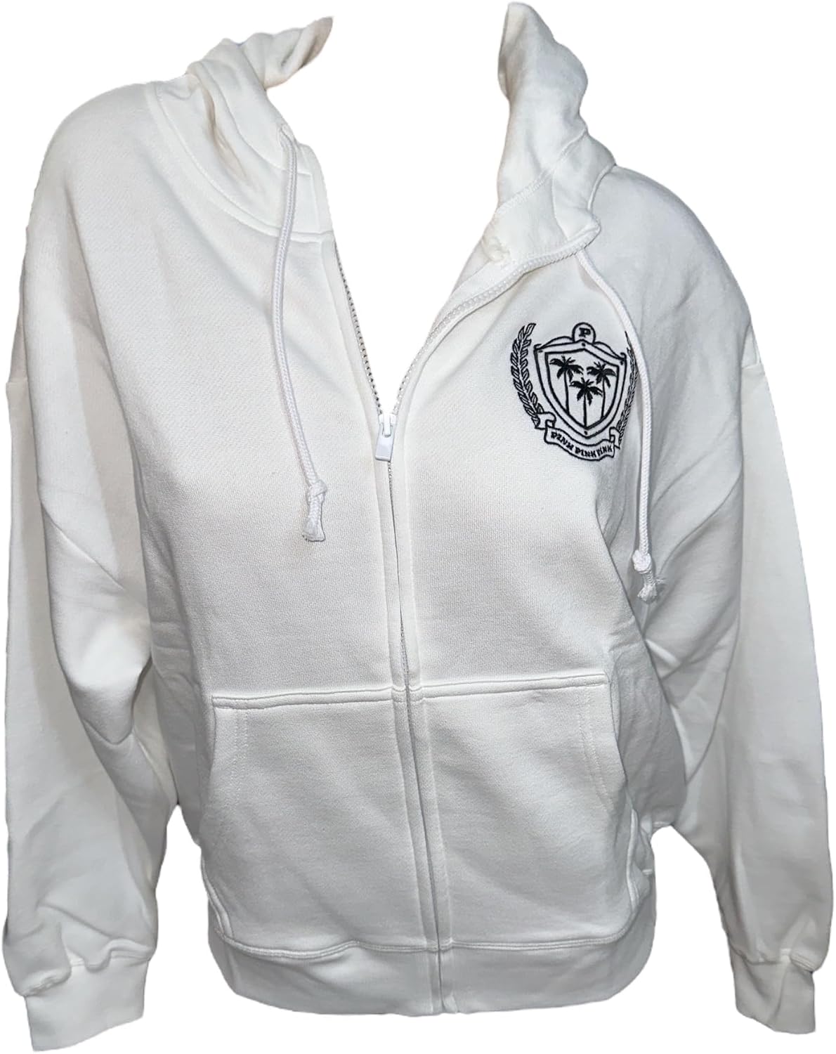 Victoria's Secret Pink Ivy Fleece Campus Full Zip Hoodie цвет белый новый, White — фото 2