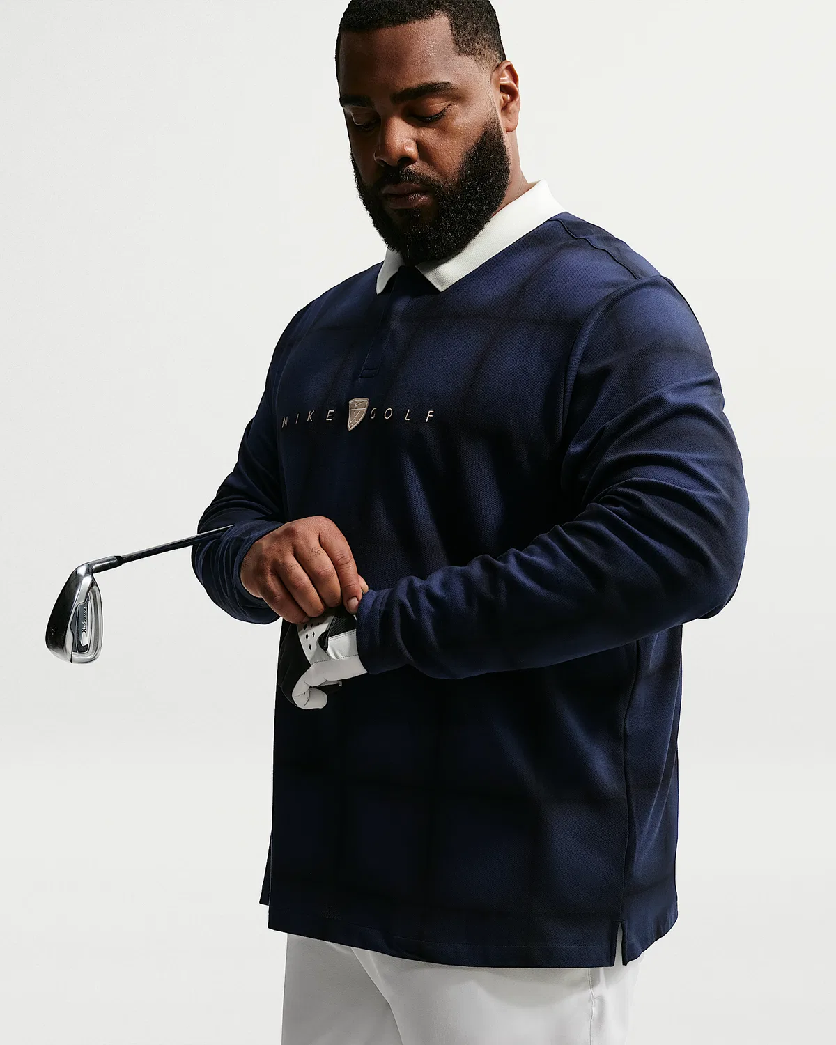 Мужское поло Nike Fairway Fresh Dri-FIT свободного кроя с длинным рукавом, Midnight Navy/Sail — фото 3