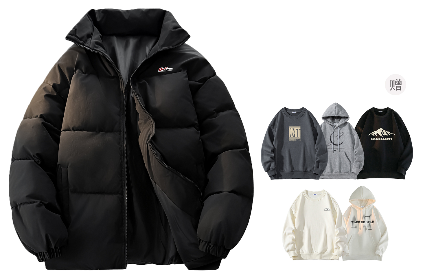 

Пуховик женский с воротником стойкой и подкладкой из флиса WARRIOR, черный (diy badge) (comes with sweatshirt)